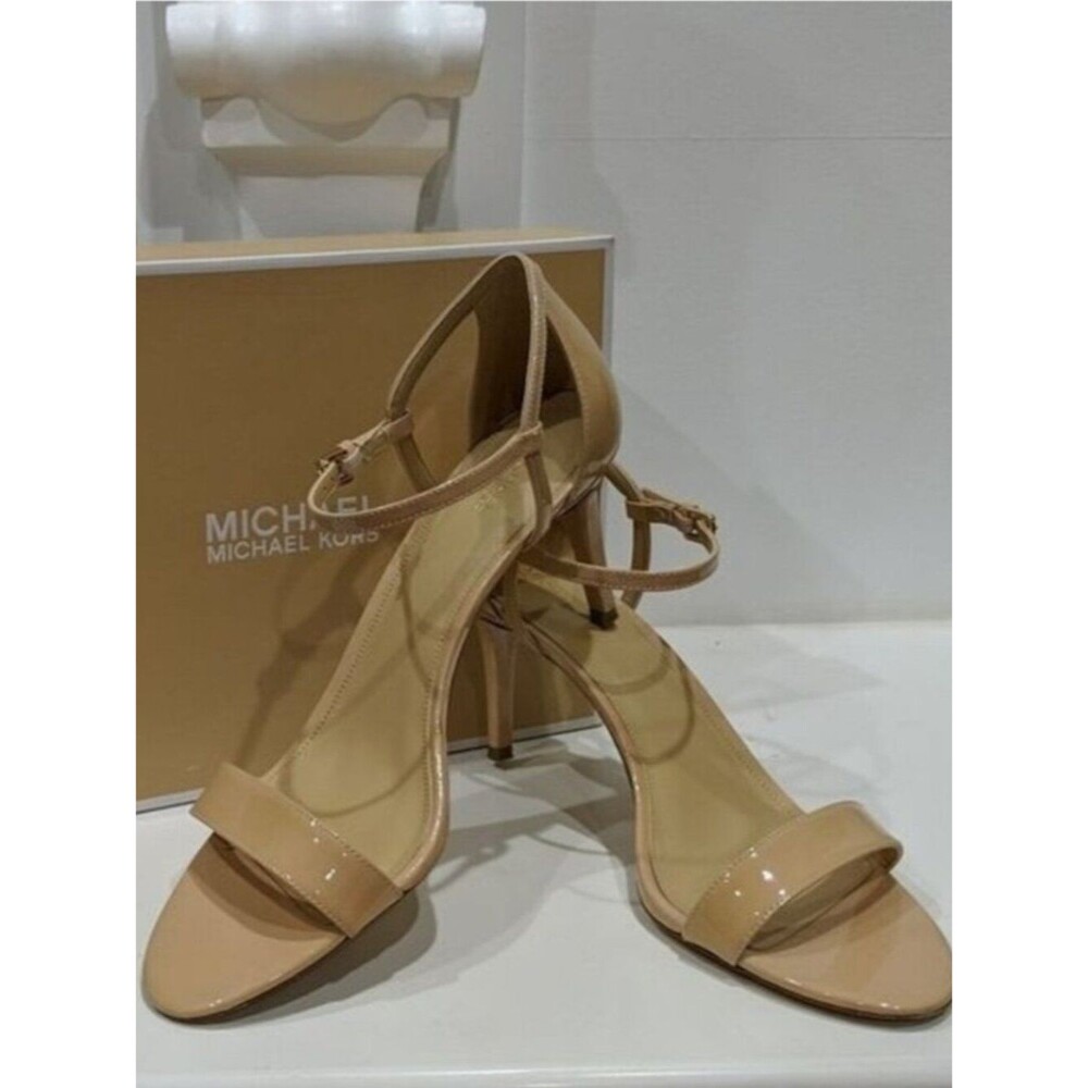 Michael Kors Simone Mid Sandals, Nude Patent Stiletto, Size 11